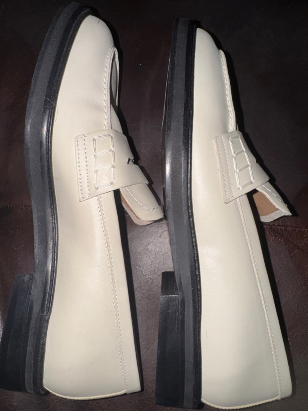 Flattered Cream Leather Penny Loafers - Women's Slip-On Flats - Picture 7 of 8